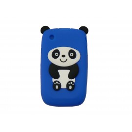 Coque silicone pour Blackberry 8520 curve panda bleu oreilles noires + film protection ecran offert