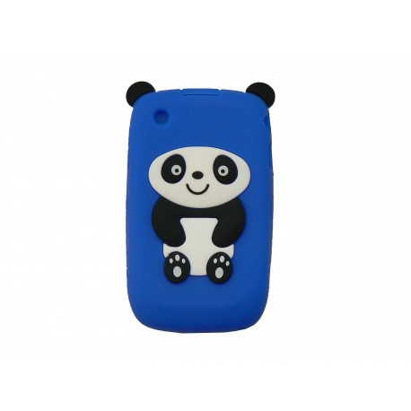 Coque silicone pour Blackberry 8520 curve panda bleu oreilles noires + film protection ecran offert