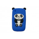 Coque silicone pour Blackberry 8520 curve panda bleu oreilles noires + film protection ecran offert