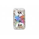 Coque pour Samsung S5830 Galaxy Ace silicone blanche papillon multicolore + film protection écran offert
