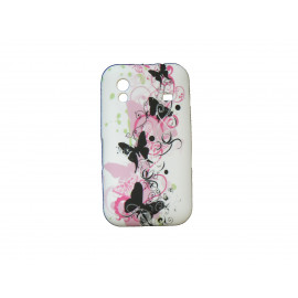 Coque pour Samsung S5830 Galaxy Ace silicone papillons noirs et roses + film protection écran offert