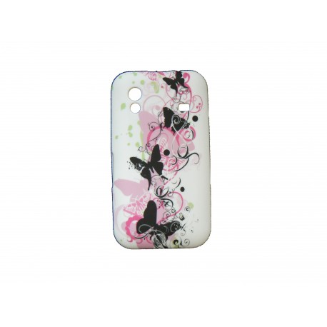 Coque pour Samsung S5830 Galaxy Ace silicone papillons noirs et roses + film protection écran offert