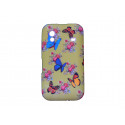 Coque pour Samsung S5830 Galaxy Ace silicone jaune papillons bleus+ film protection écran offert