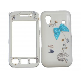 Coque pour Samsung S5830 Galaxy Ace semi-intégrale oiseau nud bleu + film protection écran offert