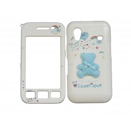 Coque pour Samsung S5830 Galaxy Ace semi-intégrale ourson bleu + film protection écran offert