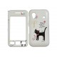 Coque pour Samsung S5830 Galaxy Ace semi-intégrale chat noir foulard rouge + film protection écran offert