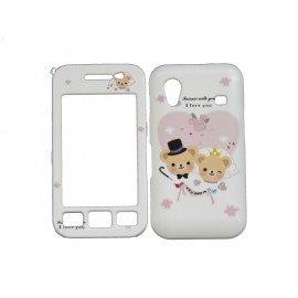 Coque pour Samsung S5830 Galaxy Ace semi-intégrale oursons cur rose + film protection écran offert