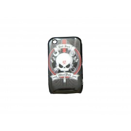 Coque pour Blackberry 8520 Curve tête de mort noire + film protection écran offert