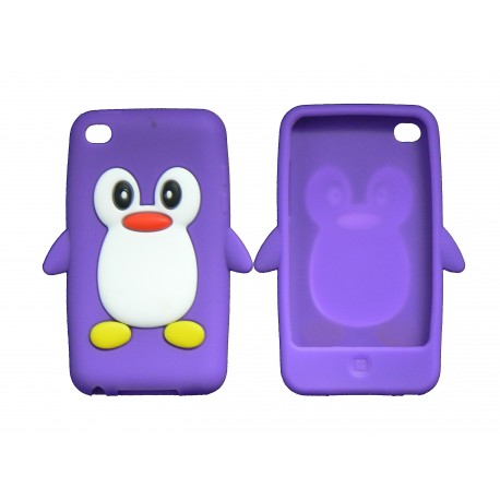 Coque silicone pour Ipod Touch 4 pingouin violet + film protection écran