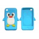 Coque silicone pour Ipod Touch 4 pingouin bleu turquoise + film protection écran