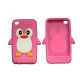 Coque silicone pour Ipod Touch 4 pingouin rose bonbon + film protection écran