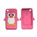 Coque silicone pour Ipod Touch 4 pingouin rose bonbon + film protection écran