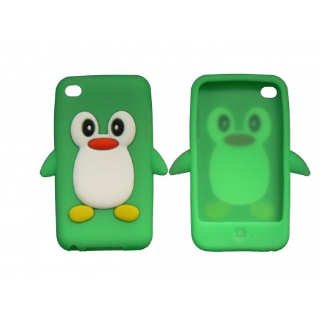 Coque silicone pour Ipod Touch 4 pingouin vert+ film protection écran