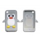 Coque silicone pour Ipod Touch 4 pingouin gris + film protection écran