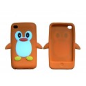 Coque silicone pour Ipod Touch 4 pingouin orange + film protection écran