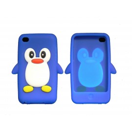 Coque silicone pour Ipod Touch 4 pingouin bleu + film protection écran