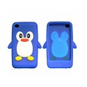 Coque silicone pour Ipod Touch 4 pingouin bleu + film protection écran