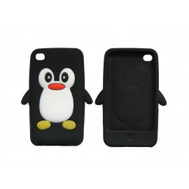 Coque silicone pour Ipod Touch 4 pingouin noir + film protection écran