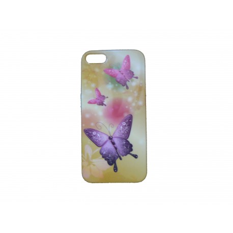 Coque pour Iphone 5 papillons violets et roses + film protection écran offert