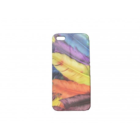 Coque pour Iphone 5 plumes multicolores + film protection écran offert