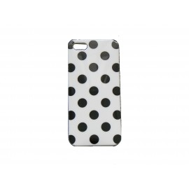 Coque pour Iphone 5 blanche pois noirs + film protection écran offert