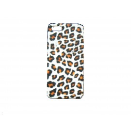 Coque pour Iphone 5 blanche léopard orange+ film protection écran offert