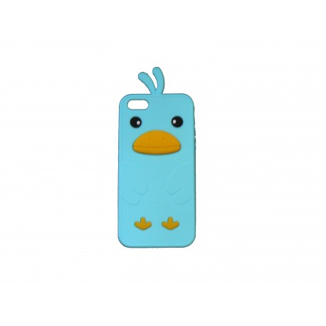 Coque pour Iphone 5 silicone poussin bleu turquoise + film protection écran offert