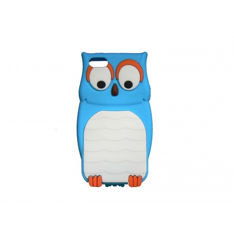 Coque pour Iphone 5 silicone hibou bleu + film protection écran offert