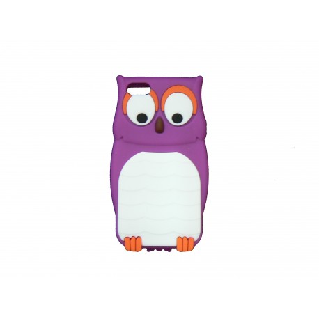 Coque pour Iphone 5 silicone hibou violet + film protection écran offert