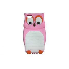 Coque pour Iphone 5 silicone hibou rose + film protection écran offert