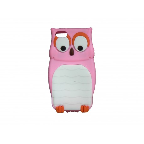 Coque pour Iphone 5 silicone hibou rose + film protection écran offert