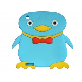 Coque silicone Ipad 2/3 nouvel Ipad pingouin bleu turquoise + film protection écran offert