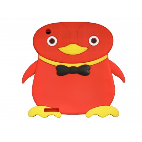 Coque silicone Ipad 2/3 nouvel Ipad pingouin rouge + film protection écran offert