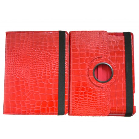 Pochette Ipad 2/3 nouvel Ipad simili-cuir rouge crocodile + film protection écran