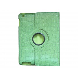Pochette Ipad 2/3 nouvel Ipad simili-cuir vert crocodile + film protection écran