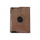 Pochette Ipad 2/3 nouvel Ipad simili-cuir marron crocodile + film protection écran