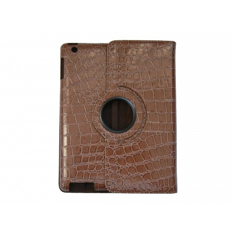 Pochette Ipad 2/3 nouvel Ipad simili-cuir marron crocodile + film protection écran