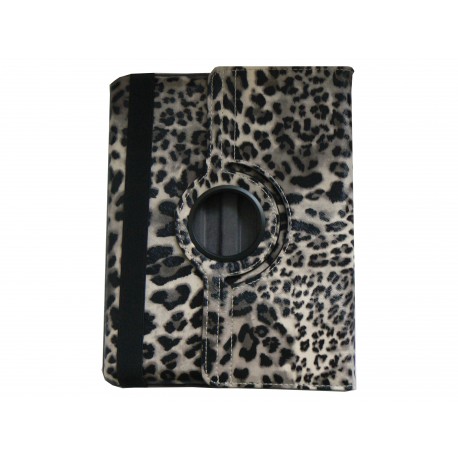 Pochette Ipad 2/3 nouvel Ipad simili-cuir léopard gris + film protection écran