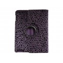 Pochette Ipad 2/3 nouvel Ipad simili-cuir léopard violet + film protection écran