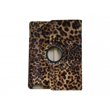 Pochette Ipad 2/3 nouvel Ipad simili-cuir léopard jaune + film protection écran