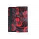 Pochette Ipad 2/3 nouvel Ipad simili-cuir fleurs rouges + film protection écran