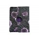 Pochette Ipad 2/3 nouvel Ipad simili-cuir fleurs violettes + film protection écran