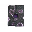 Pochette Ipad 2/3 nouvel Ipad simili-cuir fleurs violettes + film protection écran