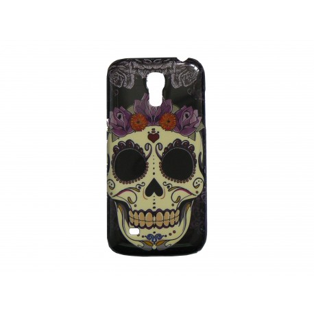 Coque pour Samsung Galaxy S4 Mini / I9190 tête de mort couronne roses+ film protection écran offert