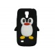 Coque silicone pour Samsung Galaxy S4 Mini / I9190 pingouin noir + film protection écran offert