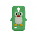 Coque silicone pour Samsung Galaxy S4 Mini / I9190 pingouin vert + film protection écran offert