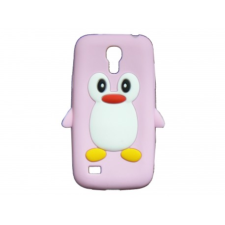 Coque silicone pour Samsung Galaxy S4 Mini / I9190 pingouin rose clair + film protection écran offert