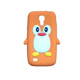 Coque silicone pour Samsung Galaxy S4 Mini / I9190 pingouin orange + film protection écran offert