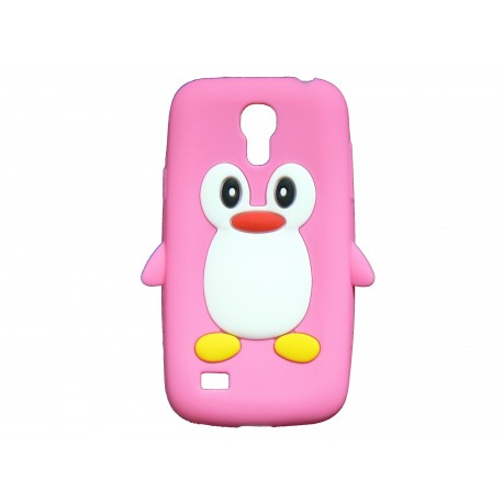 Coque silicone pour Samsung Galaxy S4 Mini / I9190 pingouin rose + film protection écran offert