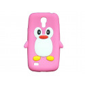 Coque silicone pour Samsung Galaxy S4 Mini / I9190 pingouin rose + film protection écran offert